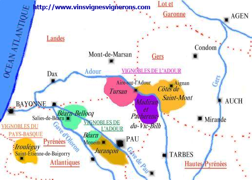 carte des vignobles du Pays Basque>
